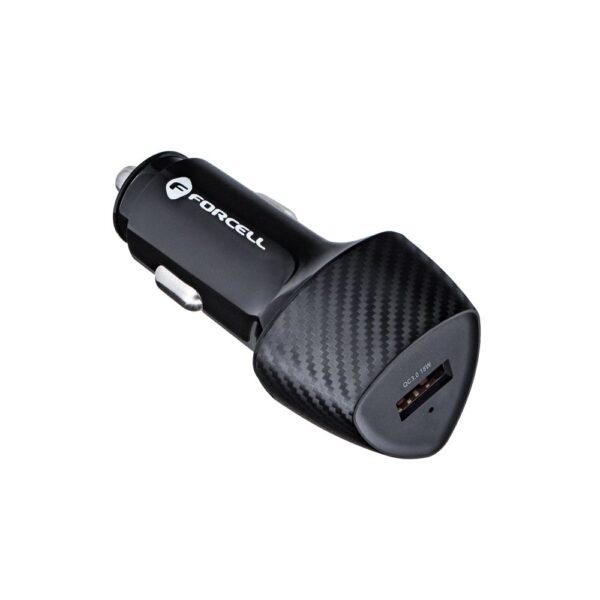 Mini încărcător auto FORCELL - CARBON USB QC 3.0 18W CC50-1A - Negru - imagine 3