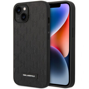 Husa Karl Lagerfeld - iPhone 14 - Saffiano Monogram Metal Logo - Black