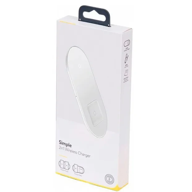 Încărcător Baseus - Simple 2in1 Wireless Charger 15W Max + AirPods - Alb - imagine 2