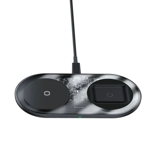 Incarcator Wireless Baseus - Simple 2 in 1 Qi 18W + Cablu Type-C - Negru - imagine 2