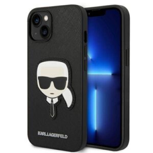 Husa Karl Lagerfeld - iPhone 14 - Saffiano Karl Head Patch - Black