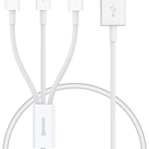Cablu Quick Charge USB to M+L+C Baseus Superior Data 3.5A 0,5m (White)