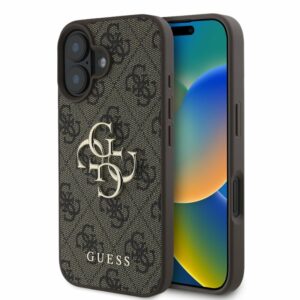 Husa originala Guess iPhone 16 Hardcase 4G Big Logo, maro, GUHCP16S4GMGBR