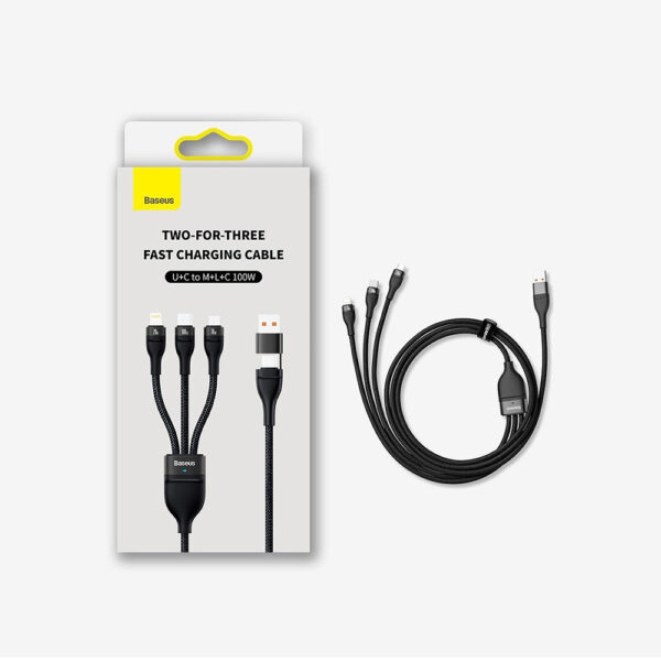 Cablu de date 3in1 Baseus Flash Series 2, 100W, 1.2m, albastru - imagine 5