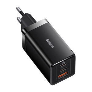 Incarcator priza Fast Charge 3in1 Baseus GaN5 Pro, 65W, negru