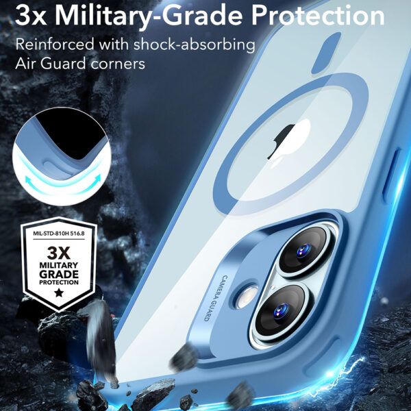 Husa iPhone 16 ESR Classic Hybrid HaloLock, bleu - imagine 7