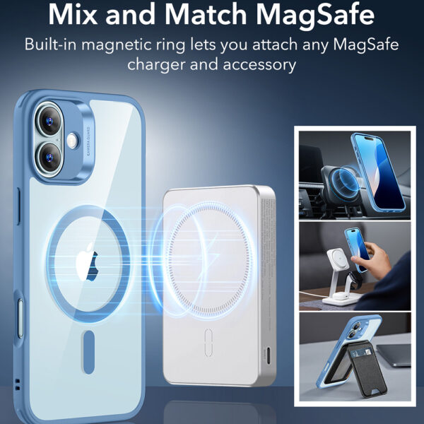 Husa iPhone 16 ESR Classic Hybrid HaloLock, bleu - imagine 4