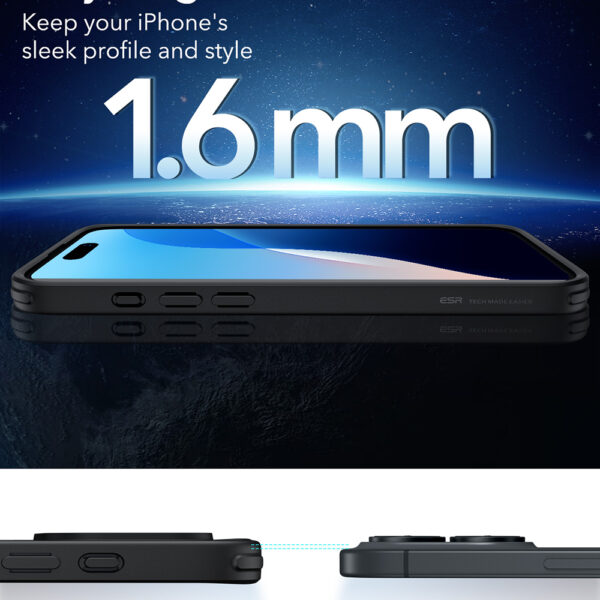 Husa iPhone 16 ESR Classic Hybrid HaloLock, negru frost - imagine 3