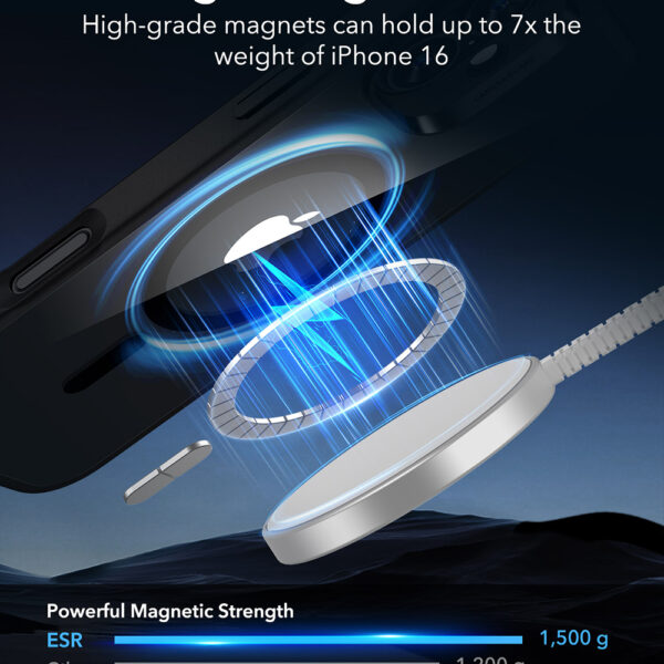 Husa iPhone 16 ESR Classic Hybrid HaloLock, negru/transparenta - imagine 5