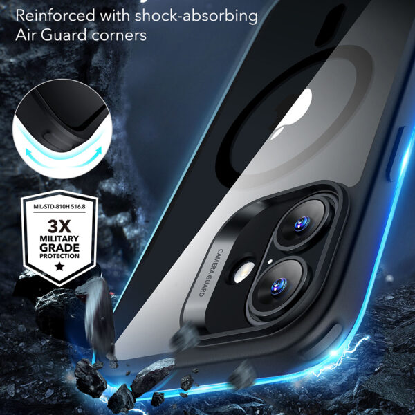 Husa iPhone 16 ESR Classic Hybrid HaloLock, negru/transparenta - imagine 2