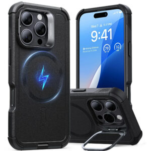 Husa iPhone 16 Pro ESR Cyber Armor Kickstand, negru