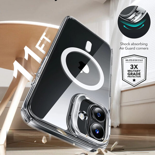 Husa iPhone 16 ESR Classic Hybrid HaloLock Kickstand, negru frost - imagine 6