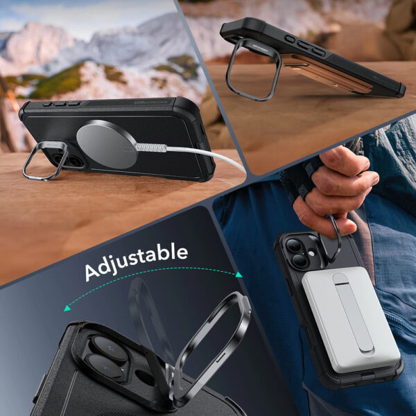 Husa iPhone 16 ESR Cyber Armor Kickstand, albastru - imagine 4