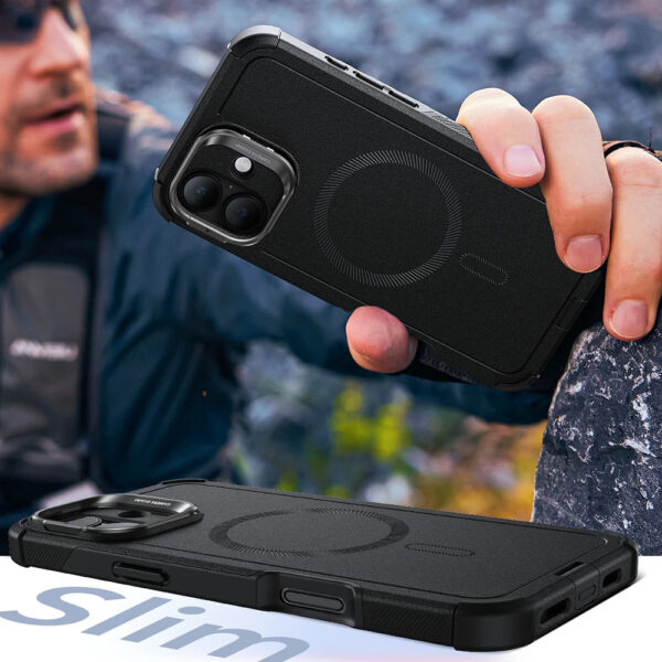 Husa iPhone 16 ESR Cyber Armor Kickstand, albastru - imagine 2