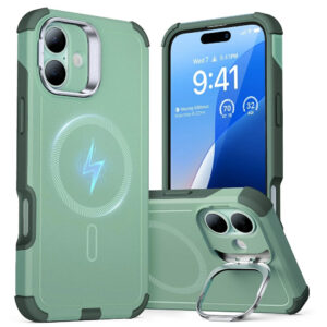 Husa iPhone 16 ESR Cyber Armor Kickstand, verde