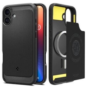 Husa iPhone 16 Spigen Rugged Armor MagSafe, negru