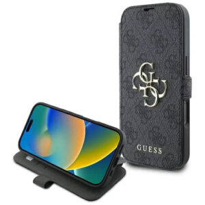Husa tip carte iPhone 16 Pro Guess Book 4G, negru, GUBKP16L4GMGGR