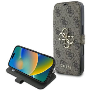Husa tip carte iPhone 16 Pro Max Guess Book 4G, maro, GUBKP16X4GMGBR