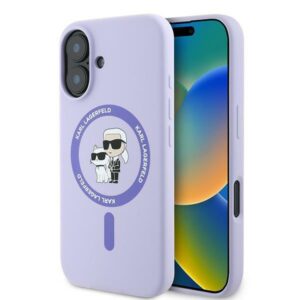 Husa Karl Lagerfeld iPhone 16 Silicone MagSafe, Karl&Choupette, mov, KLHMP16SSCMKCRHU