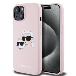 Husa Karl Lagerfeld iPhone 15 Silicone MagSafe, Karl&Choupette, roz, KLHMP15SSKCHPPLP