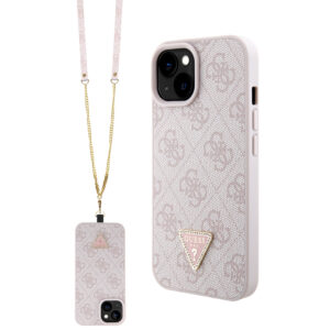Husa Guess Crossbody 4G Metal Logo iPhone 15, roz, GUHCP15SP4TDSCPP
