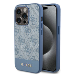 Husa originala Guess iPhone 15 Pro Hardcase 4G Stripe Collection, albastru, GUHCP15LG4GLBL