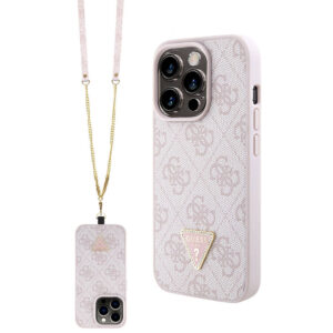 Husa Guess Crossbody 4G Metal Logo iPhone 15 Pro, roz, GUHCP15LP4TDSCPP