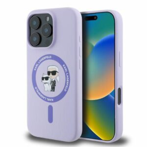 Husa Karl Lagerfeld iPhone 16 Pro Silicone Ring MagSafe, Karl&Choupette, mov, KLHMP16LSCMKCRHU