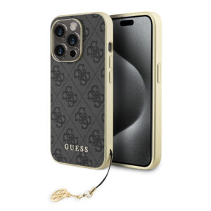 Husa originala Guess iPhone 15 Pro Max Hardcase 4G Charms Collection, gri, GUHCP15XGF4GGR