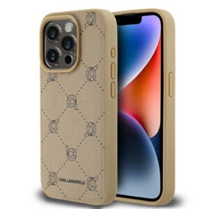Husa iPhone 15 Pro Max Karl Lagerfeld Leather MagSafe, Karl Heads, maro, KLHMP15XPGKHPHE
