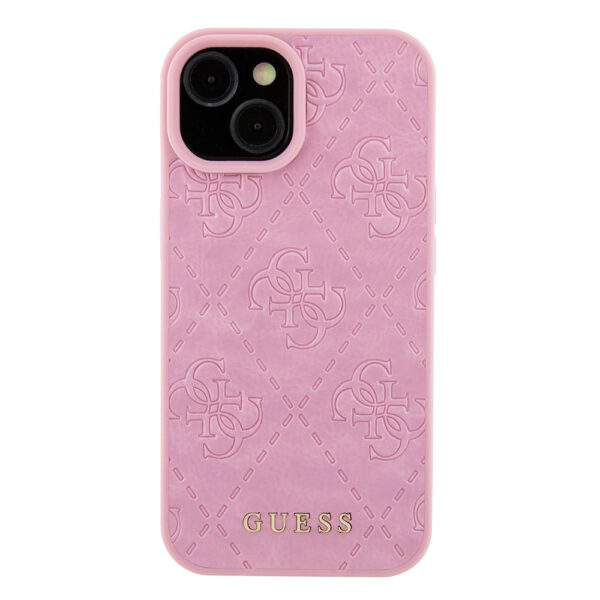 Husa iPhone 15 Guess Leather 4G Stamped, roz, GUHCP15SP4EPMP - imagine 4