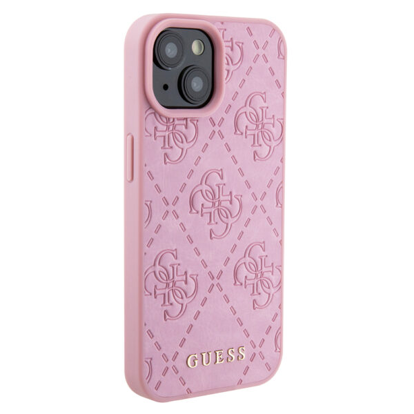 Husa iPhone 15 Guess Leather 4G Stamped, roz, GUHCP15SP4EPMP - imagine 3