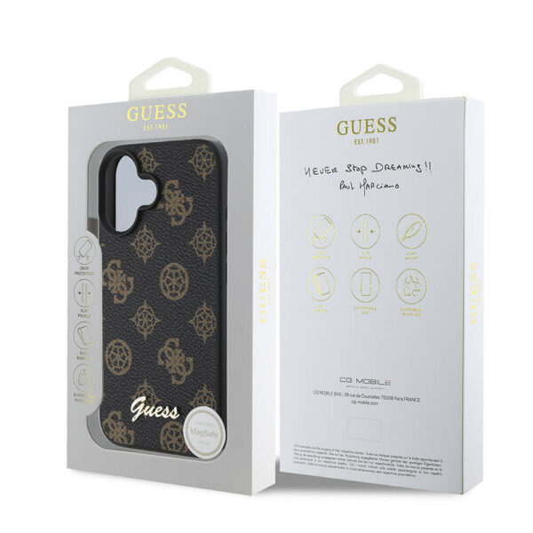 Husa iPhone 16 Plus Guess Peony Script MagSafe, negru, GUHMP16MPGPYSK - imagine 3