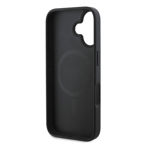 Husa iPhone 16 Guess Peony Script MagSafe, negru, GUHMP16SPGPYSK - imagine 6