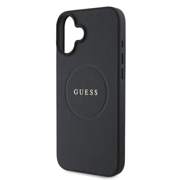 Husa iPhone 16 Guess Grained Gold Ring MagSafe, negru, GUHMP16SPGHSMMK - imagine 5