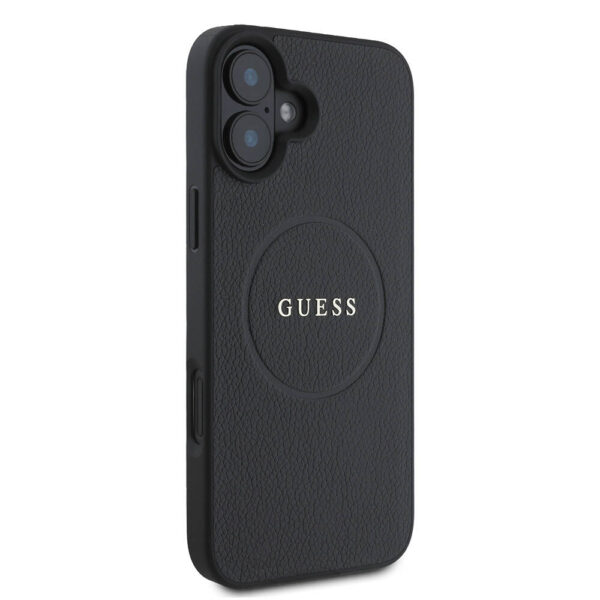 Husa iPhone 16 Guess Grained Gold Ring MagSafe, negru, GUHMP16SPGHSMMK - imagine 3