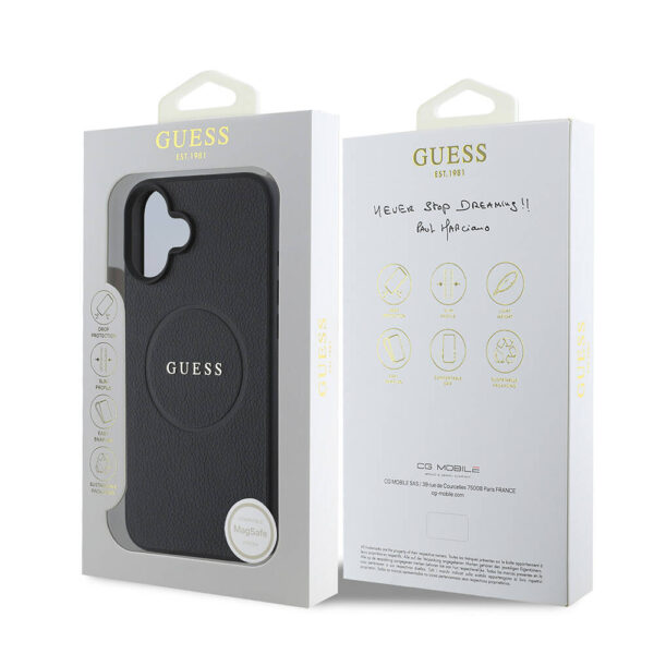 Husa iPhone 16 Guess Grained Gold Ring MagSafe, negru, GUHMP16SPGHSMMK - imagine 7