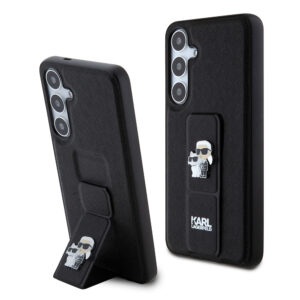 Husa originala Samsung Galaxy S24 Plus Karl Lagerfeld Saffiano Gripstand, Karl&Choupette, negru, KLHCS24MGSAKCPK