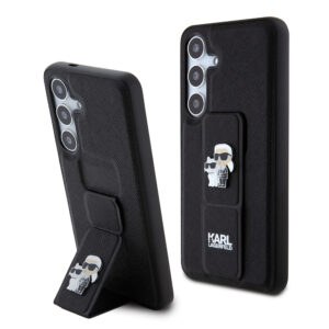 Husa originala Samsung Galaxy S24 Karl Lagerfeld Saffiano Gripstand, Karl&Choupette, negru, KLHCS24SGSAKCPK