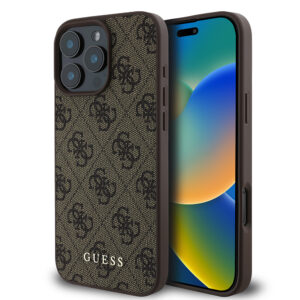 Husa originala Guess iPhone 16 Pro Hardcase 4G Classic, maro, GUHCP16LG4GFBR