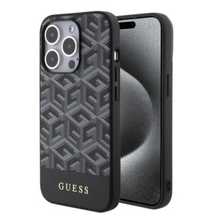 Husa Guess iPhone 15 Pro Max GCube Stripes MagSafe, negru, GUHMP15XHGCFSEK