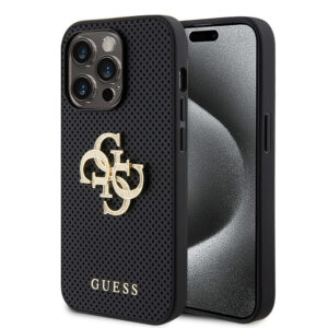 Husa iPhone 15 Pro Max Guess Leather Perforated 4G, negru, GUHCP15XPSP4LGK