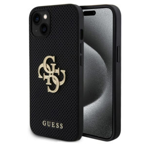 Husa iPhone 15 Guess Leather Perforated 4G, negru, GUHCP15SPSP4LGK