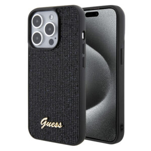 Husa originala Guess iPhone 15 Pro Disco Metal Script, negru, GUHCP15LPMSDGSK