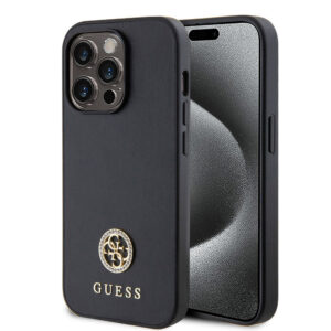 Husa originala Guess iPhone 15 Pro Max Strass Metal Logo, negru, GUHCP15XPS4DGPK