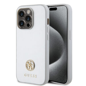 Husa originala Guess iPhone 15 Pro Strass Metal Logo, argintiu, GUHCP15LPS4DGPS