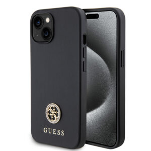 Husa originala Guess iPhone 15 Strass Metal Logo, negru, GUHCP15SPS4DGPK