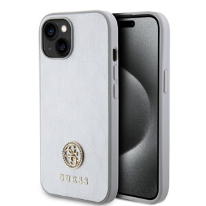 Husa originala Guess iPhone 15 Strass Metal Logo, argintiu, GUHCP15SPS4DGPS