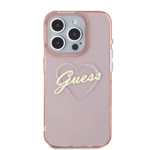 Husa Guess Hardcase IML Heart iPhone 16 Pro, roz, GUHCP16LHCHGSPP