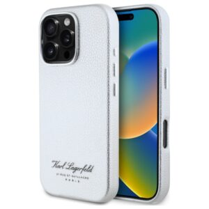 Husa iPhone 16 Pro Karl Lagerfeld Hardcase Leather Hotel, RSG, gri, KLHCP16LPGWCMKHG